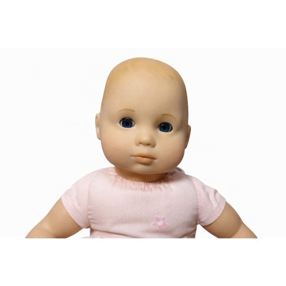 American Girl Bitty Baby 15" Doll Blue Eyes Bald Pink Outfit TLC 2014 - Picture 2 of 11